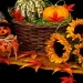 Seasonal decor items with a blurred background of a living room