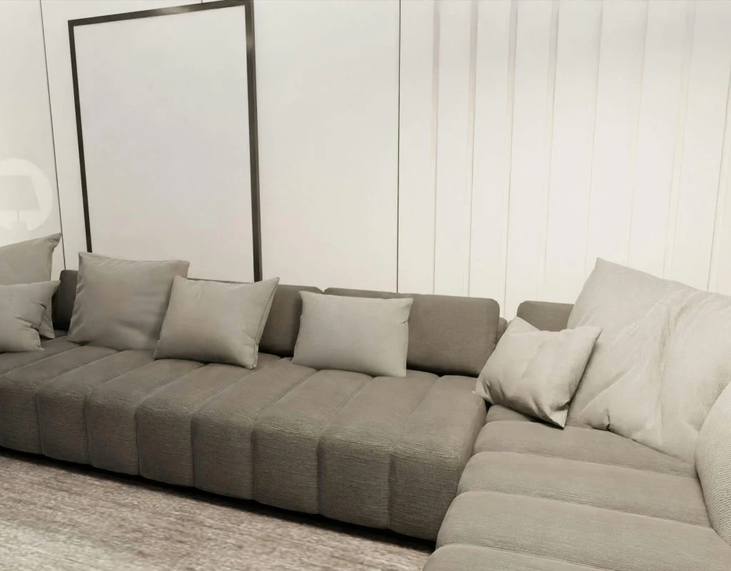 Furniture placed against walls in a living room