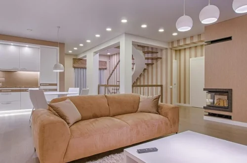 Living room with modern furniture and decor