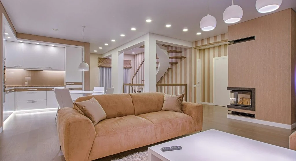 Living room with modern furniture and decor