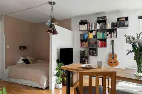 Small space living room with organized furniture and decor