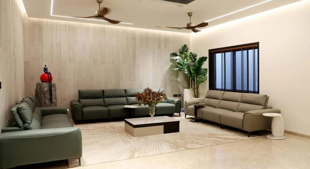 Living room interior with stylish decor and furniture