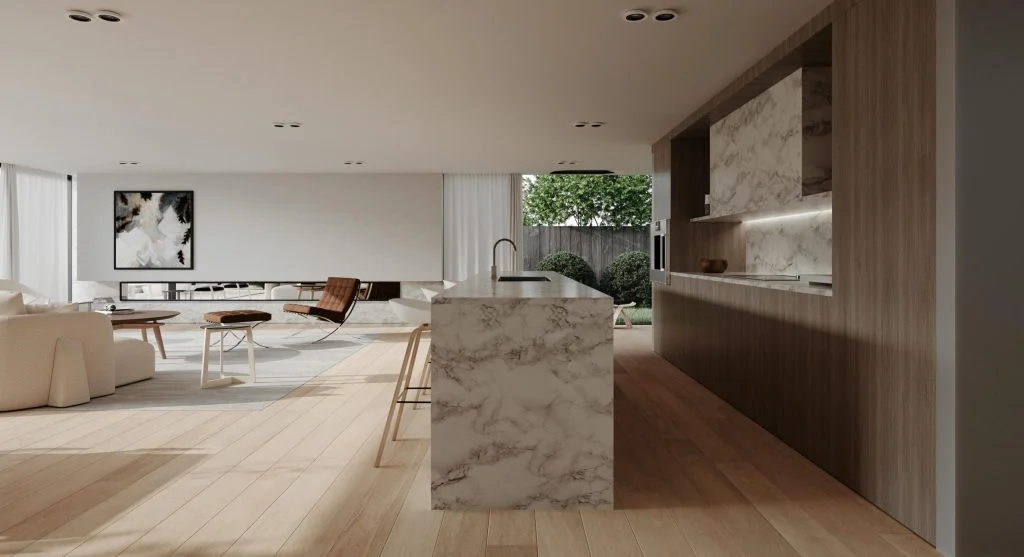 Beautiful living room with modern furniture and decor