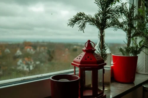 Seasonal home decor items such as throw pillows, blankets, and vases