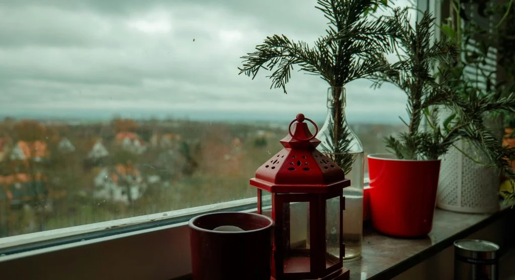 Seasonal home decor items such as throw pillows, blankets, and vases