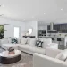 Modern living room with comfortable furniture and natural lighting