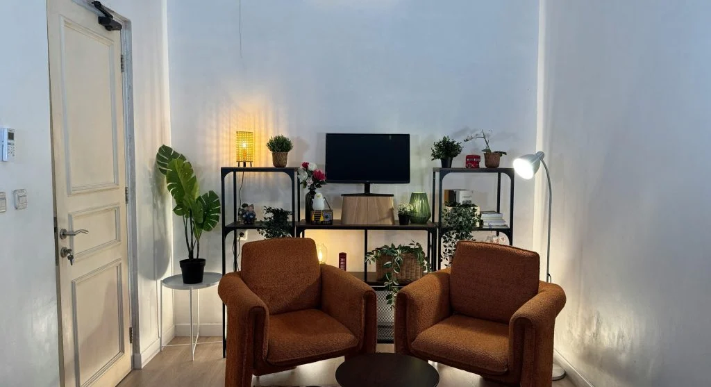 Rearranged living room with optimized furniture placement