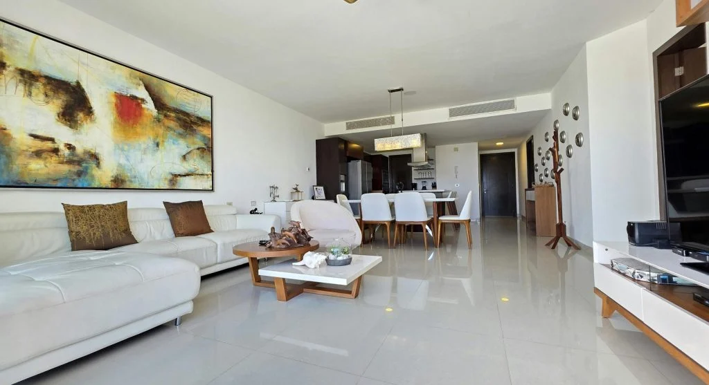 Modern living room with open layout and minimalist decor