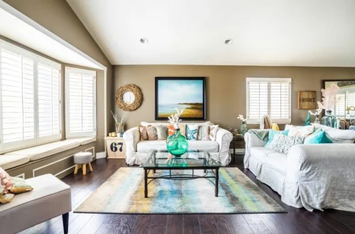 Modern living room with sleek furniture and decor