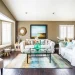 Modern living room with sleek furniture and decor
