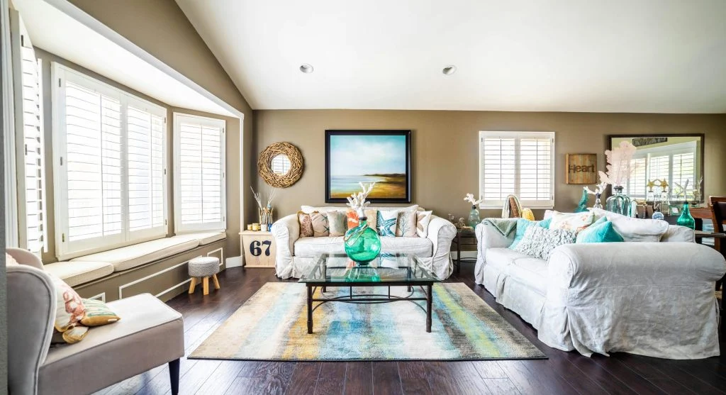 Modern living room with sleek furniture and decor